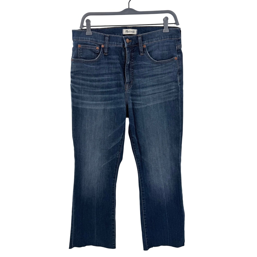 Madewell Cali Demi-Boot Jeans Dark Indigo Raw Hem High Rise G7202 31 x 26